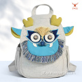Mochila portátil de algodão e linho cartoon coruja patchwork